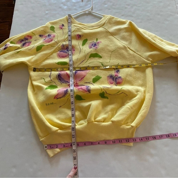 Vintage 70s Sweatshirt Womens Size Small Medium Pullover Floral 80s Handmade - Picture 8 of 10